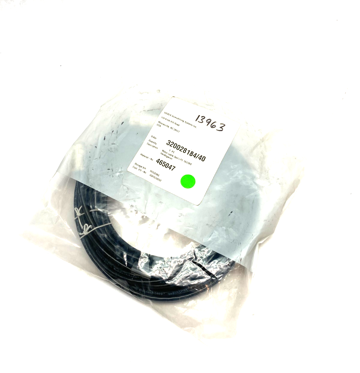 Weber 465047 Motor Connection Cable 3-pol+PE 16/C30S - Maverick Industrial Sales