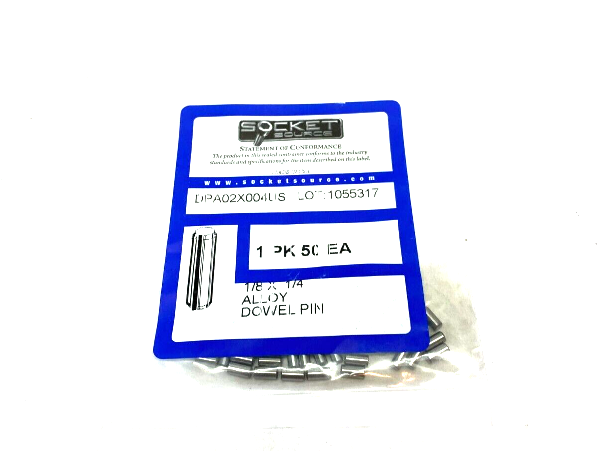 Socket Source DPA02X004US Alloy Dowel Pin 1/8" x 1/4" PKG OF 50 - Maverick Industrial Sales