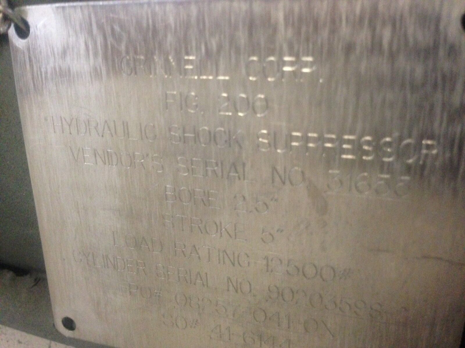 Grinnell Fig. 200 Hydraulic Shock Sway Suppressor Cylinder 2-1/2" x 5" Inch - Maverick Industrial Sales