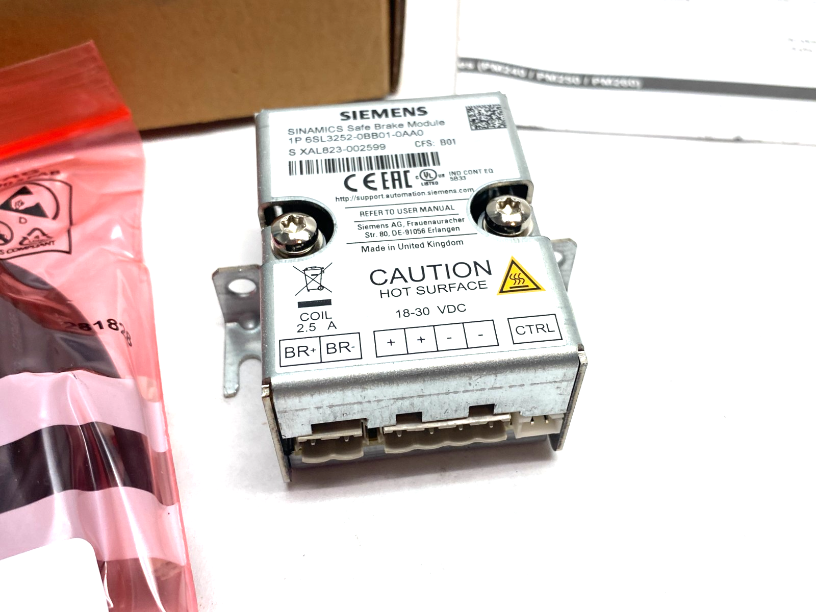 Siemens 6SL3252-0BB01-0AA0 SINAMICS Safe Brake Relay for Power Module - Maverick Industrial Sales