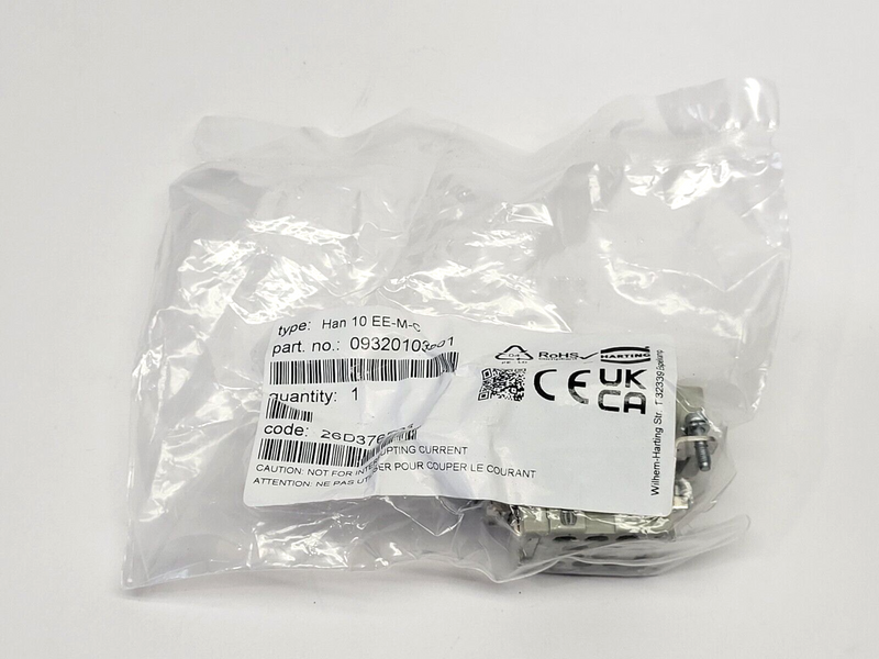 Harting 09320103001 Heavy Duty Power Connector Han 10 EE-M-C - Maverick Industrial Sales