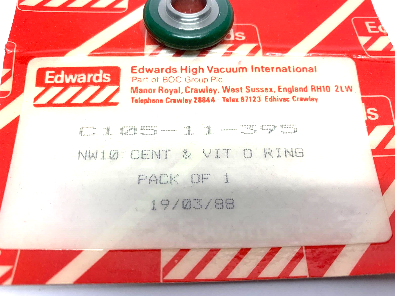 Edwards High Vacuum C105-11-395 Centering O-Ring Viton Stainless Steel - Maverick Industrial Sales