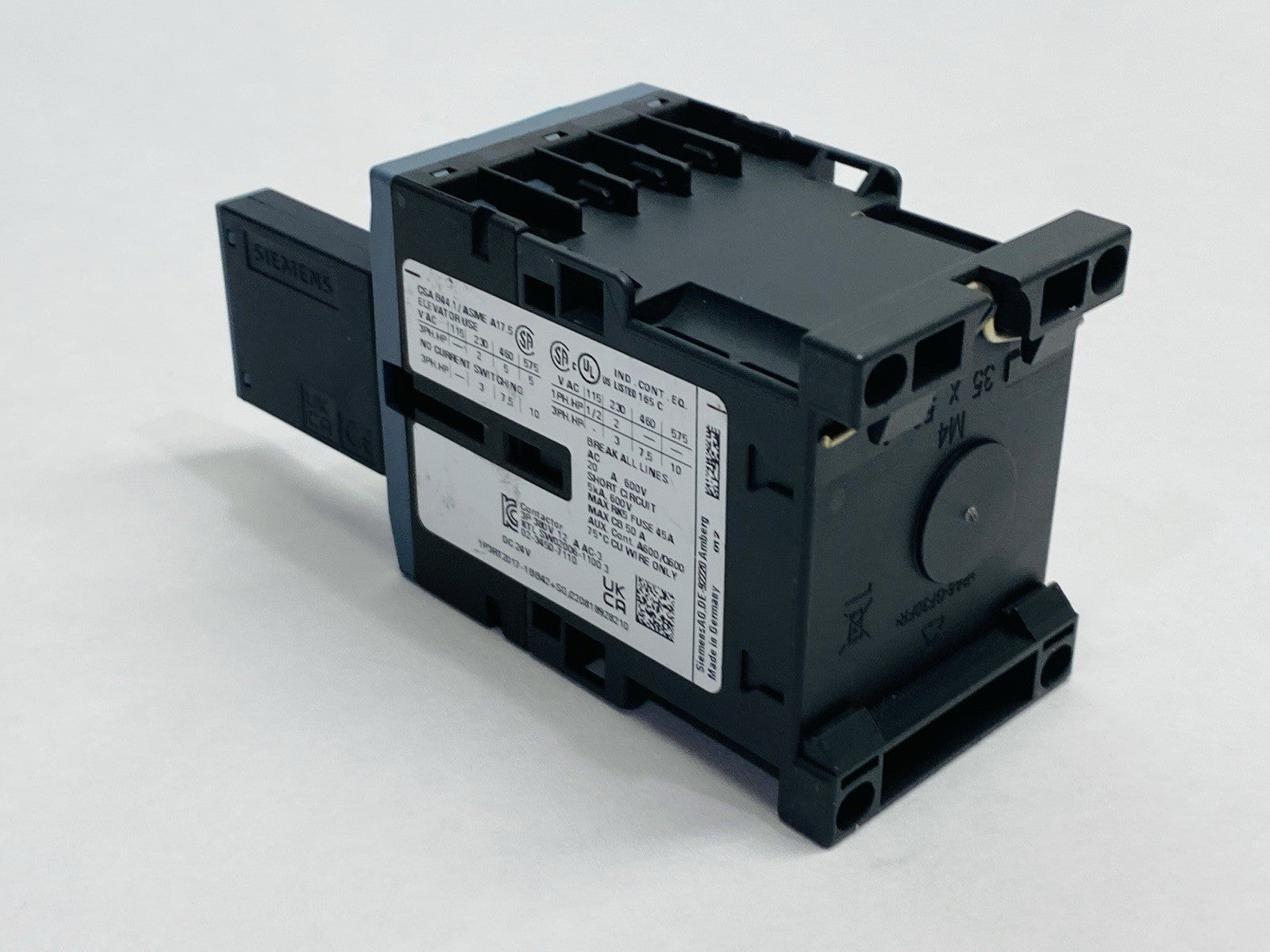 Siemens 3RT2017-1BB42 Power Contactor 3-Pole 12A 400V 24VDC w/ 3RT2916-1BB00 - Maverick Industrial Sales
