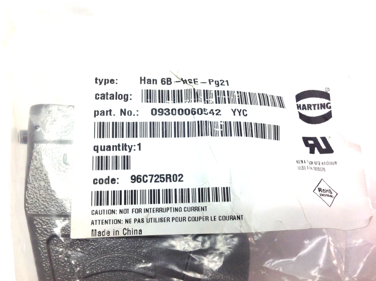 09300060542 | Harting Han B Connector Hood Side Entry HC 2 Pegs PG 21 6B-HSE-PG21 - Maverick Industrial Sales