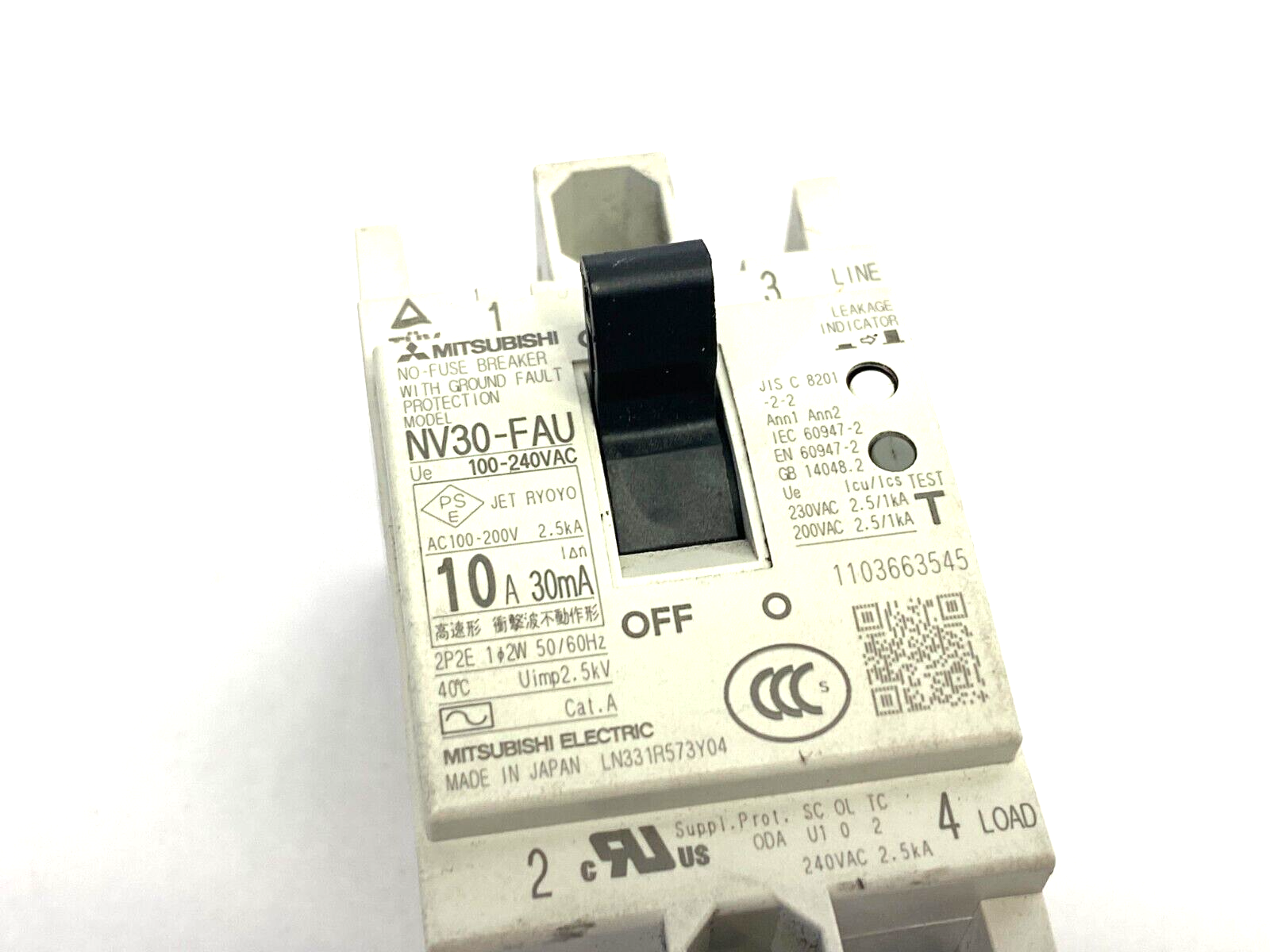Mitsubishi NV30-FAU No-Fuse Circuit Breaker 2-Pole LN331R573Y04 - Maverick Industrial Sales