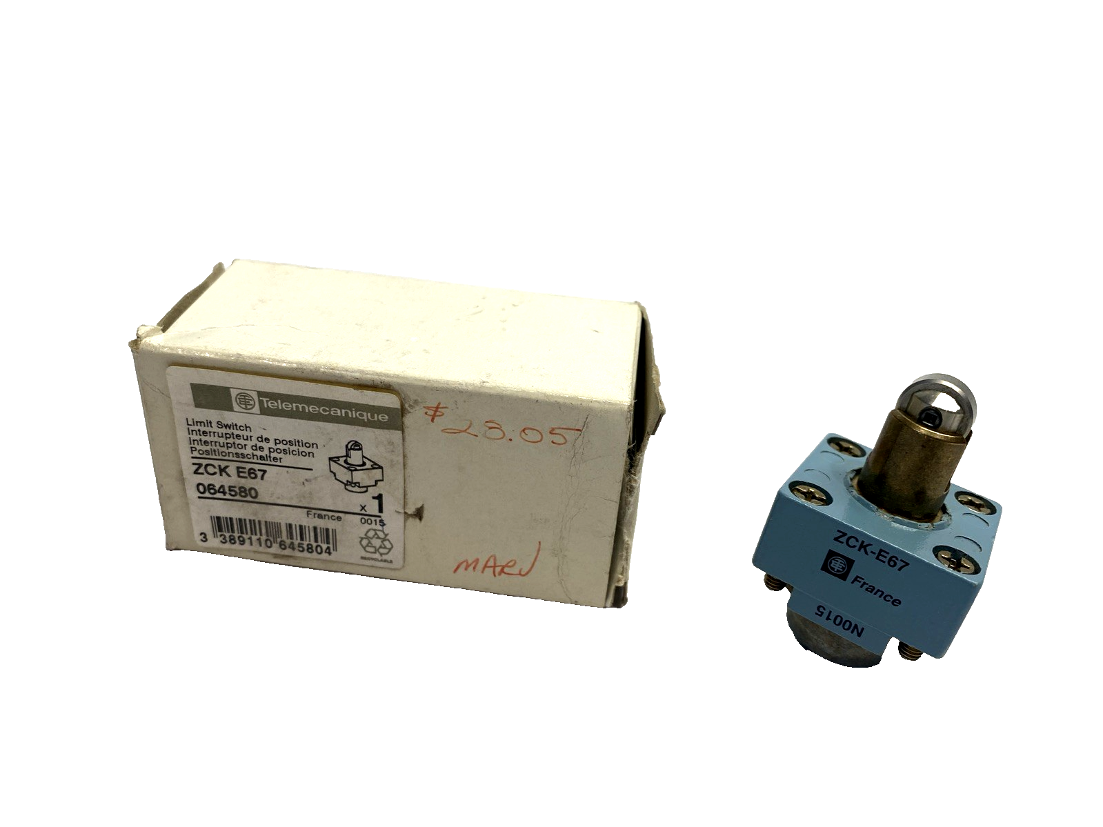 Telemecanique ZCKE67 Limit Switch Head, Steel Roller Plunger, Blue, 064580 - Maverick Industrial Sales