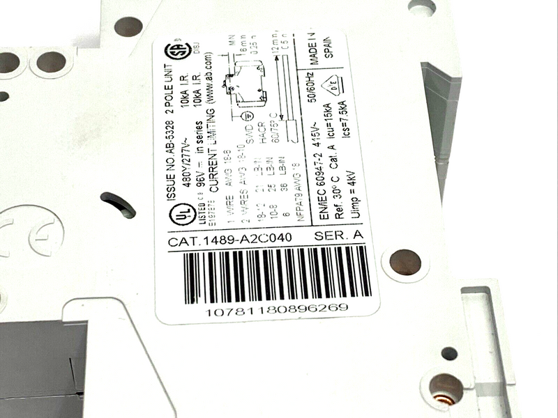 Allen Bradley 1489-A2C040 Ser. A Miniature Circuit Breaker 2P 4A - Maverick Industrial Sales