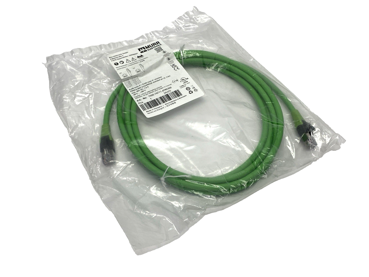 Murrelektronik 7000-74711-7960300 Double End Ethernet Cable, Male RJ45 4-Pole 3m - Maverick Industrial Sales
