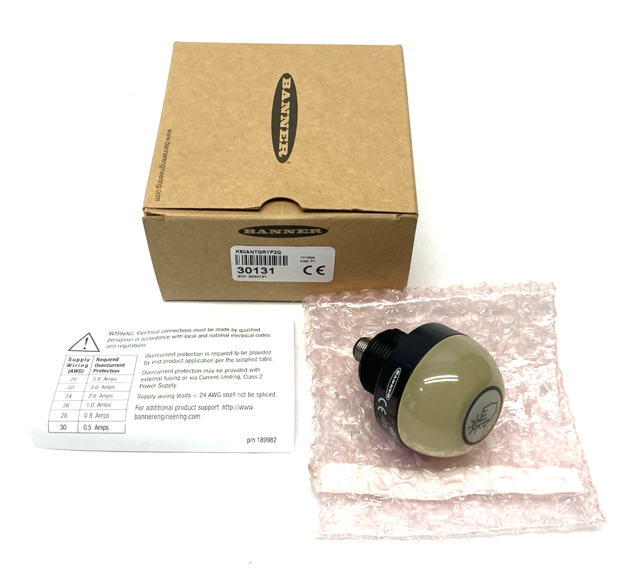 Banner 30131 EZ-LIGHT Multi-Input Color Touch Button K50ANTGRYF2Q NO MOUNT KIT - Maverick Industrial Sales