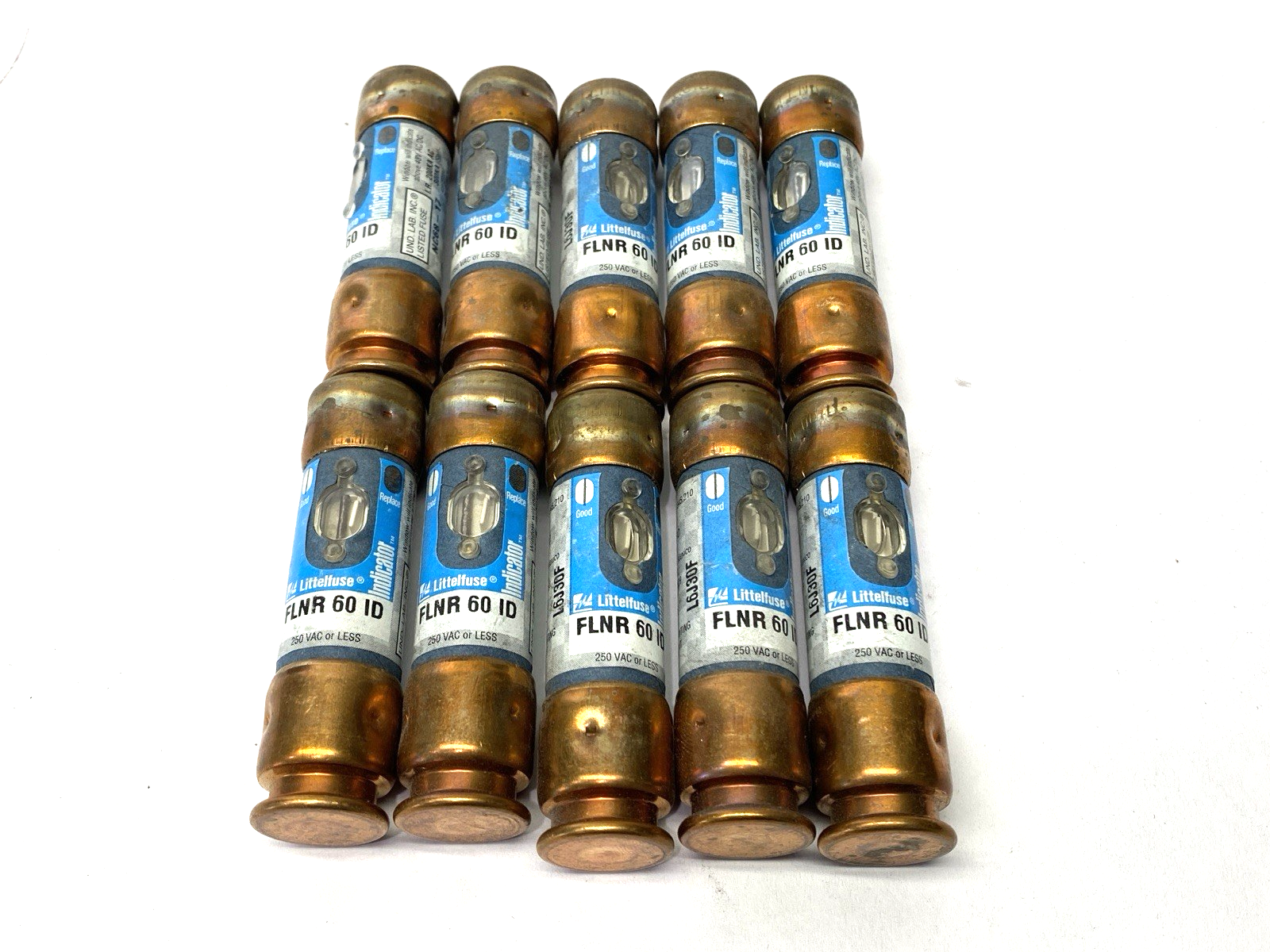 Littelfuse FLNR60ID Time-Delay Indicating Fuse Class RK5 250V 60A LOT OF 10 - Maverick Industrial Sales