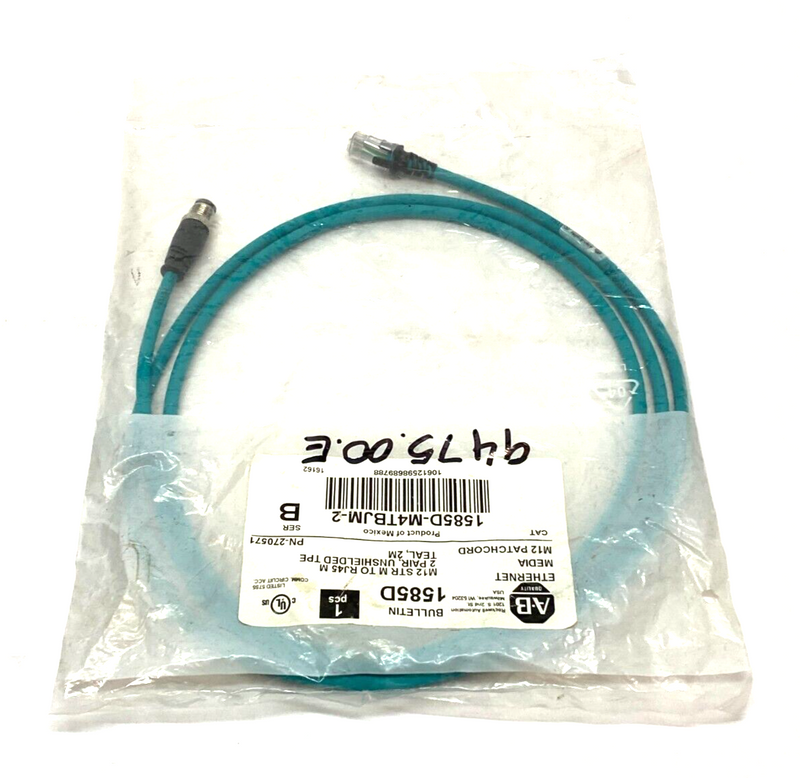 Allen Bradley 1585D-M4TBJM-2 Ser B Ethernet Media Patchcord M12 Straight to RJ45 - Maverick Industrial Sales