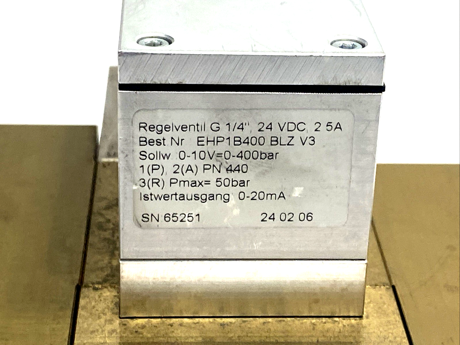 EHP1B400BLZV3 | EHP1B400 BLZ V3 Regulating Valve, G 1/4" 24VDC, 0-10V 0-400 Bar, 3R Pmax 50 Bar - For parts or not working - Maverick Industrial Sales