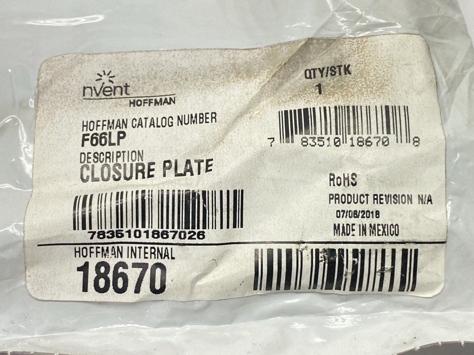 F66LP | Hoffman Closure Plate Hinged-Cover Lay-In Wireway 6" x 6" Gray Steel - New - Maverick Industrial Sales