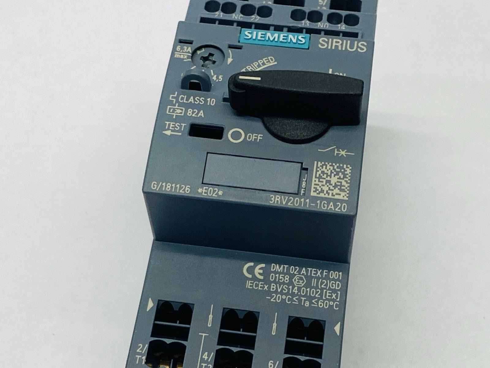 Siemens 3RV2011-1GA20 SIRIUS Motor Protector Circuit Breaker 4.5-6.3A - Maverick Industrial Sales
