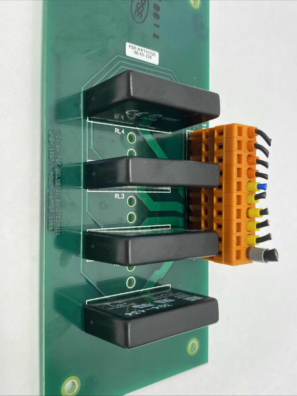 1160,PSE-KRT02026 | F&K Delvotec PSE-KRT02026 1160 Power Heater Board w/ 4x Solid State Relays - Used - Maverick Industrial Sales