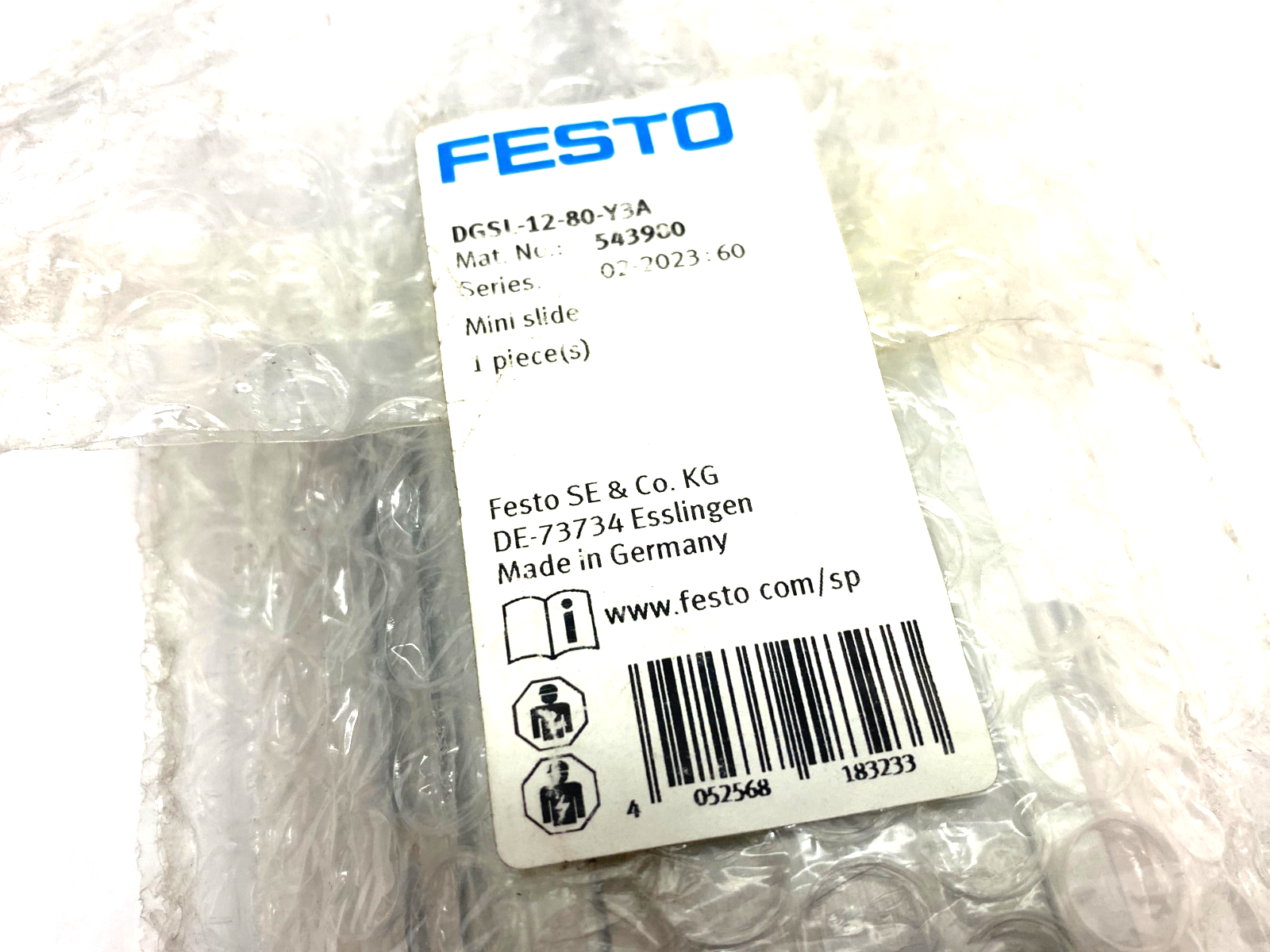 Festo DGSL-12-80-Y3A Mini Slide 12mm Bore 80mm Stroke 543980 - Maverick Industrial Sales