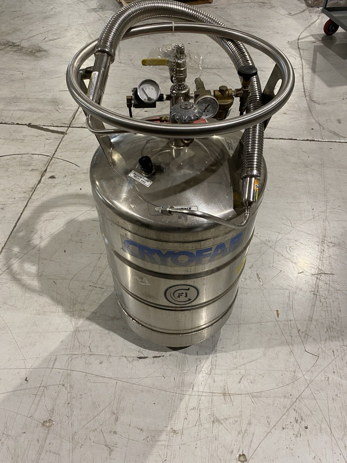 Cryofab CL 80/CLPB 80 LN2, LOX LARG Dewar Container With Technifab Transfer Hose - Maverick Industrial Sales