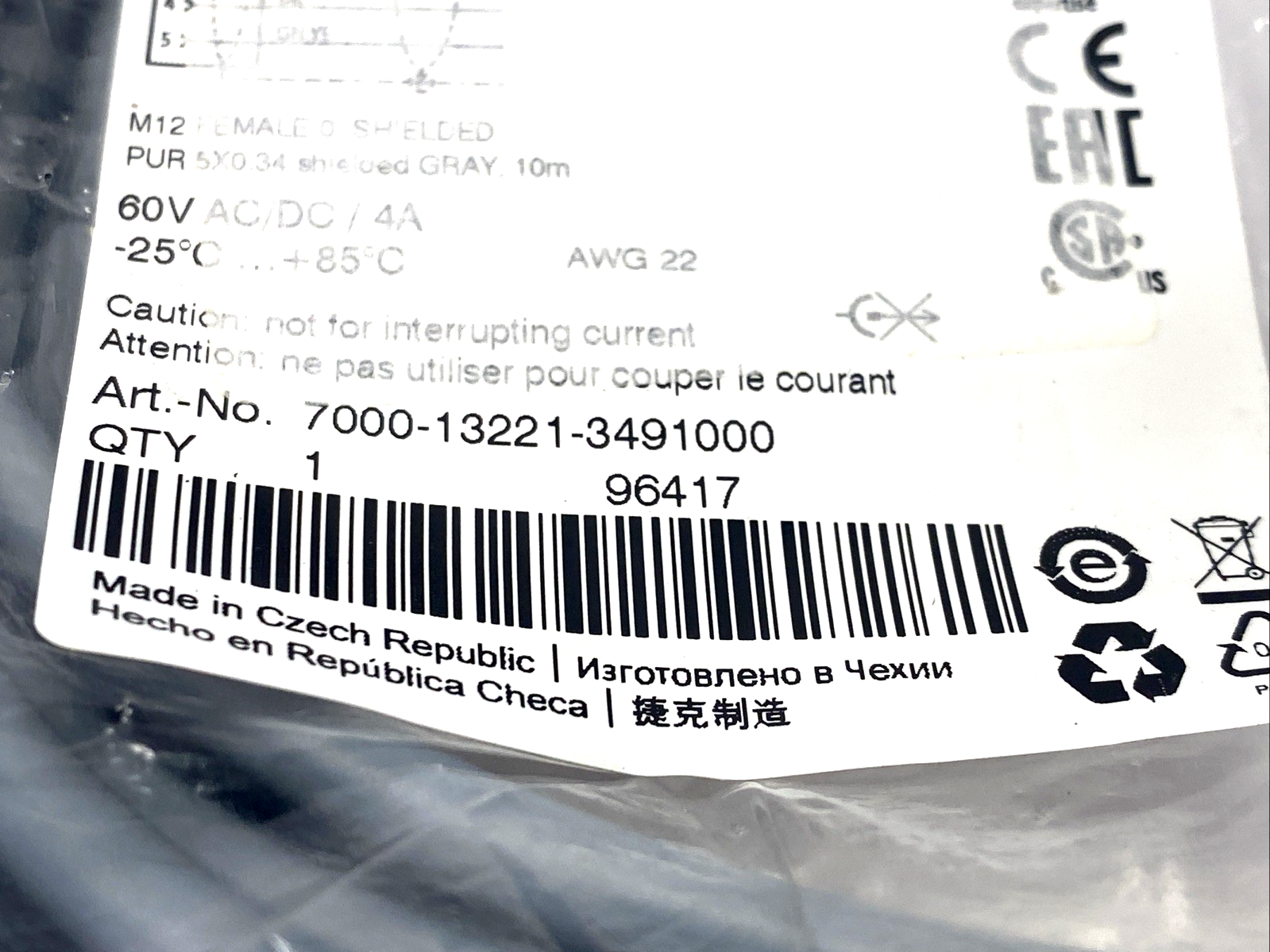 Murr Elekronik 7000-13221-3491000 Connection Cable M12 Female 5-Pin 10m - Maverick Industrial Sales