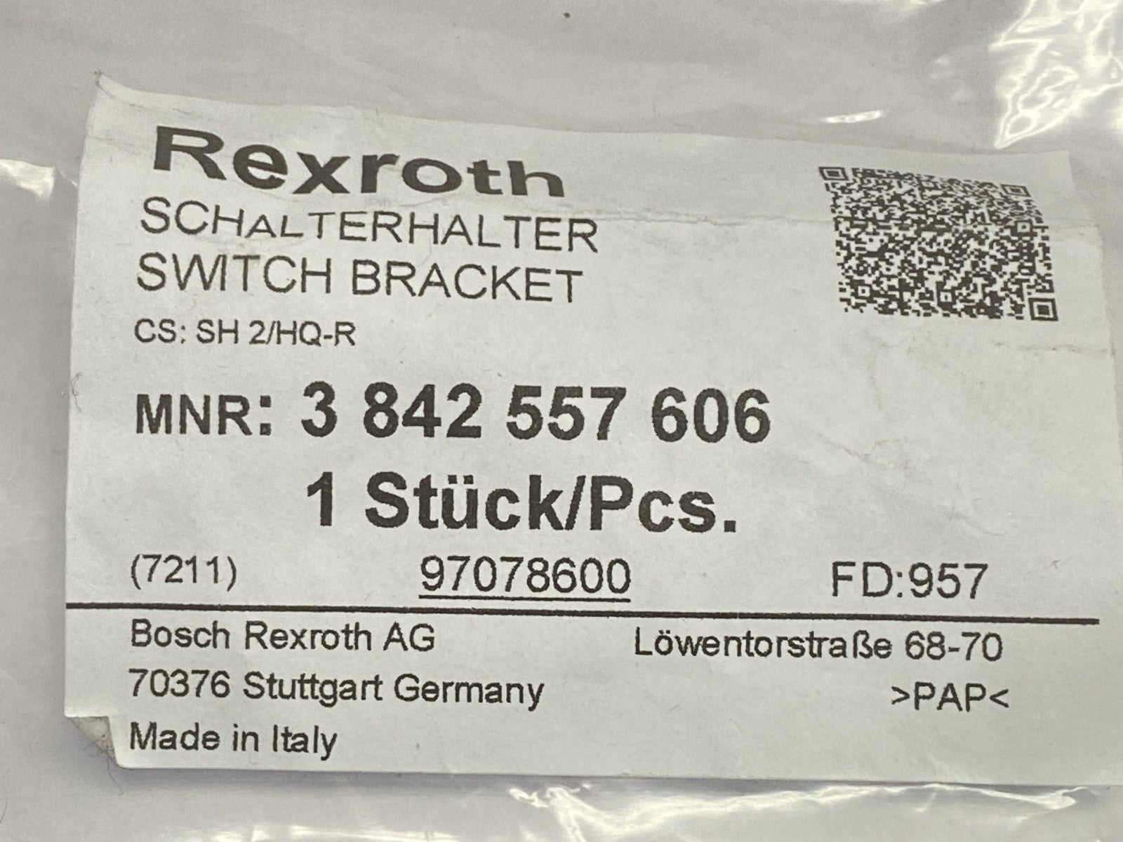 3 842 557 606 | Bosch Rexroth 3842557606 Switch Bracket SH 2/HQ-R QTY OF 2 - New - Maverick Industrial Sales