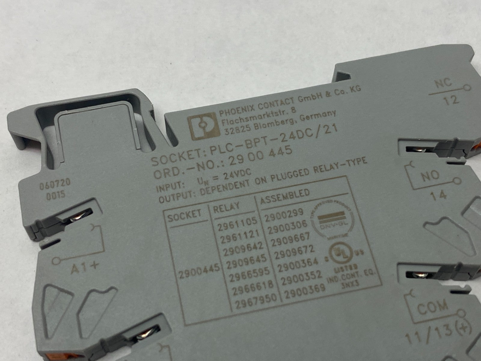 Phoenix Contact PLC-BPT-24DC/21 Plug-In Relay Base 2900445 w/ 2961105 Relay - Maverick Industrial Sales