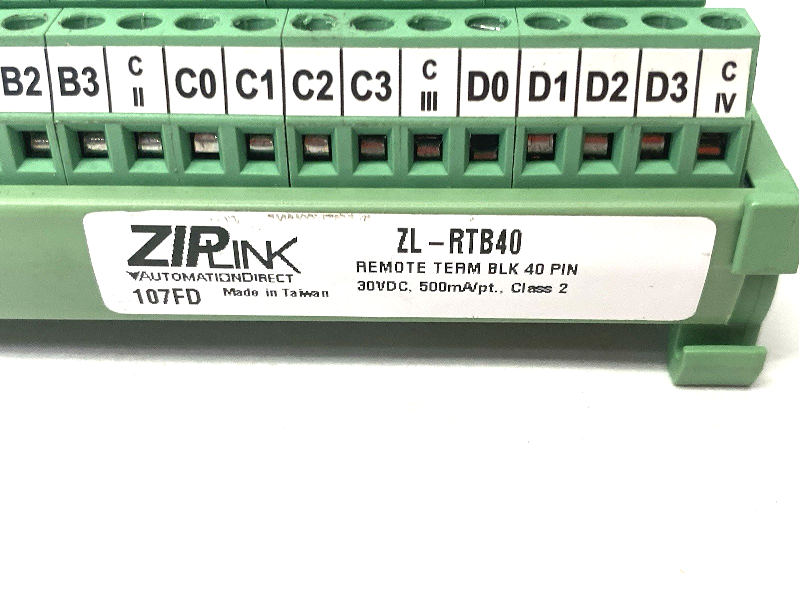 Automation Direct ZL-RTB40 ZIPLink Feedthrough Module, 40-pole, DIN rail mount. - Maverick Industrial Sales
