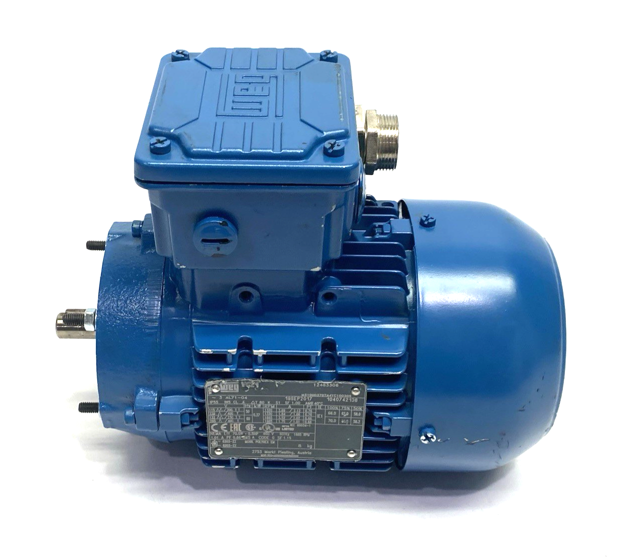 WEG W21 AL71-04 Induction Motor 3-Phase IP55 0.5HP 460V 60Hz 1665rpm - Maverick Industrial Sales