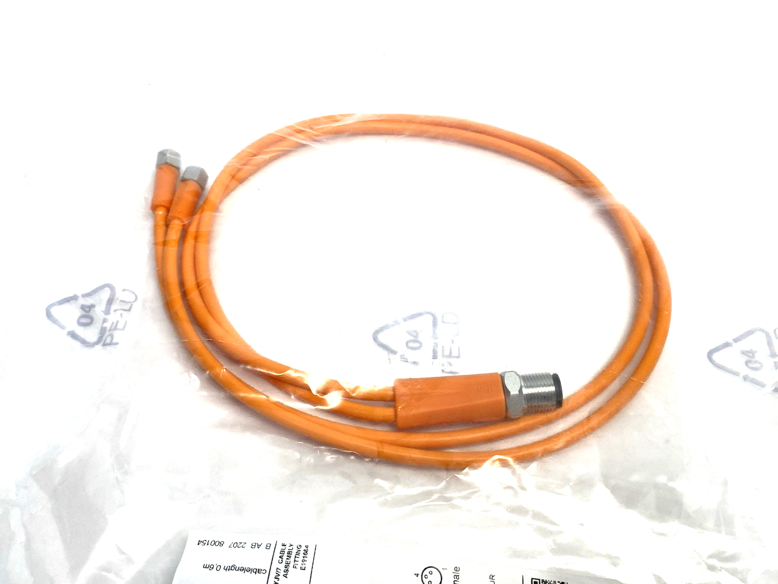 EVT338 | ifm A-Coded Y-Connection Cable YDOGF030VAS00,6E03STGH040VAS - New - Maverick Industrial Sales