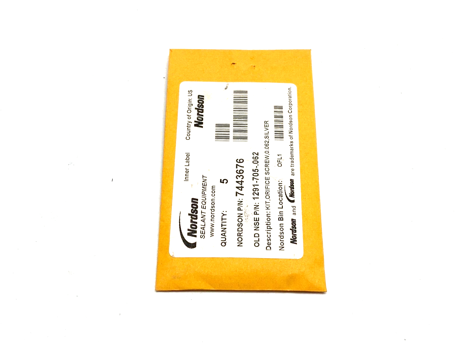 Nordson 7443676 Orifice Screw Kit, 0.062, Silver PKG OF 5 - Maverick Industrial Sales