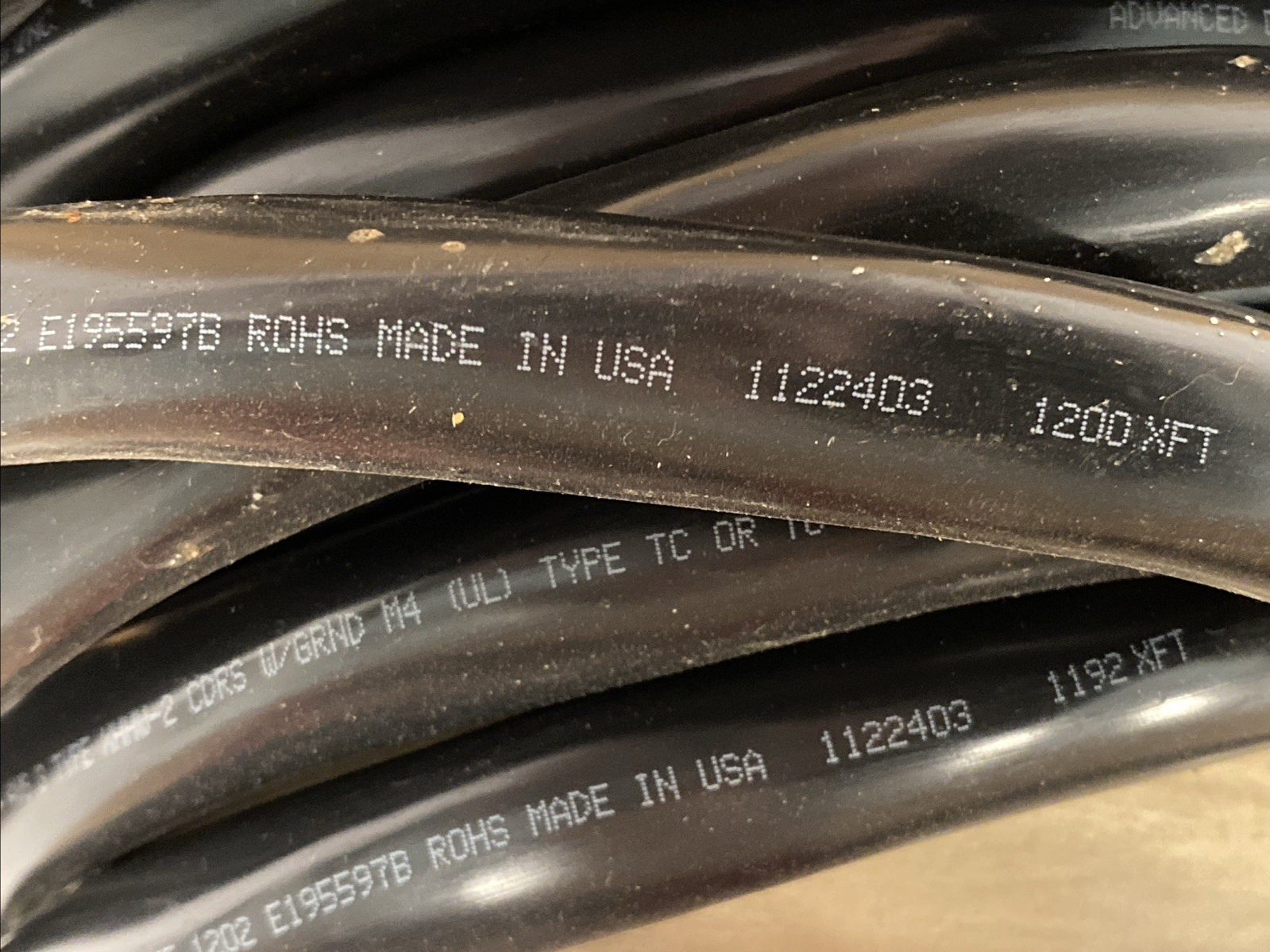 Advanced Digital Cable 3H-0403 4AWG 3C STR BC XLP/PVC XHHW 2 CDRS XLP 600V 25' - Maverick Industrial Sales