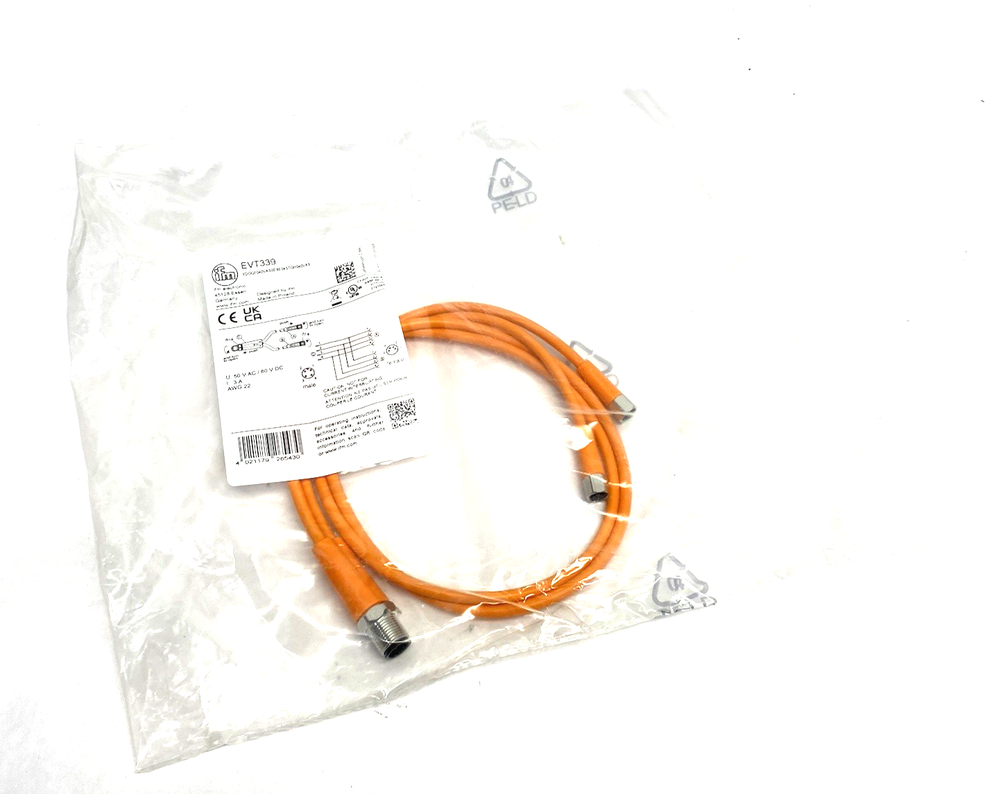 EVT339 | Ifm A-Coded Y-Connection Cable YDOGF040VAS00,6E04STGH040VAS - New - Maverick Industrial Sales