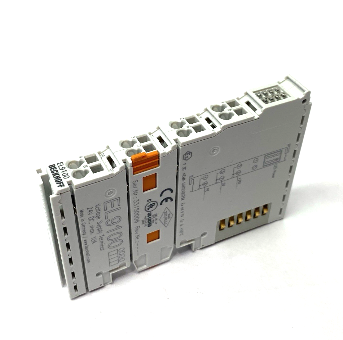 Beckhoff EL9100 Potential Supply/Voltage Supply Terminal Module, 24VDC, 10A - Maverick Industrial Sales