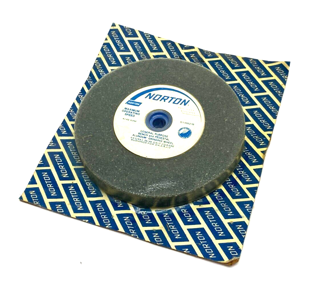 Norton D1105276 Alundum Coarse Grinding Wheel 6x3/4x1" for Bench and Pedestal - Maverick Industrial Sales