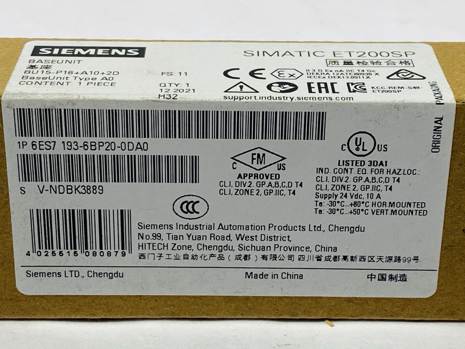 Siemens 6ES7 193-6BP20-0DA0 SIMATIC ET 200SP Base Unit BU15-P16+A10+2D - Maverick Industrial Sales