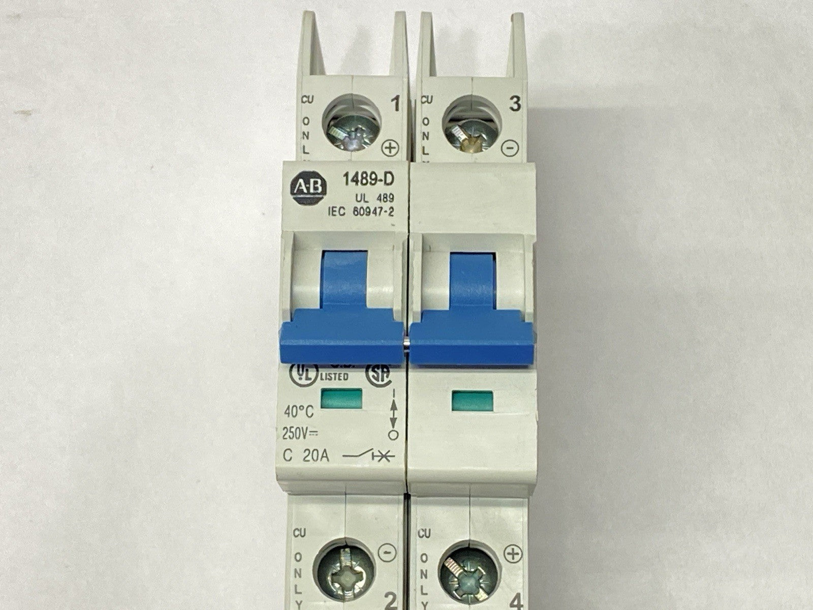 Allen Bradley 1489-D2C200 Ser A Miniature Circuit Breaker 2-Pole 20A 250V - Maverick Industrial Sales
