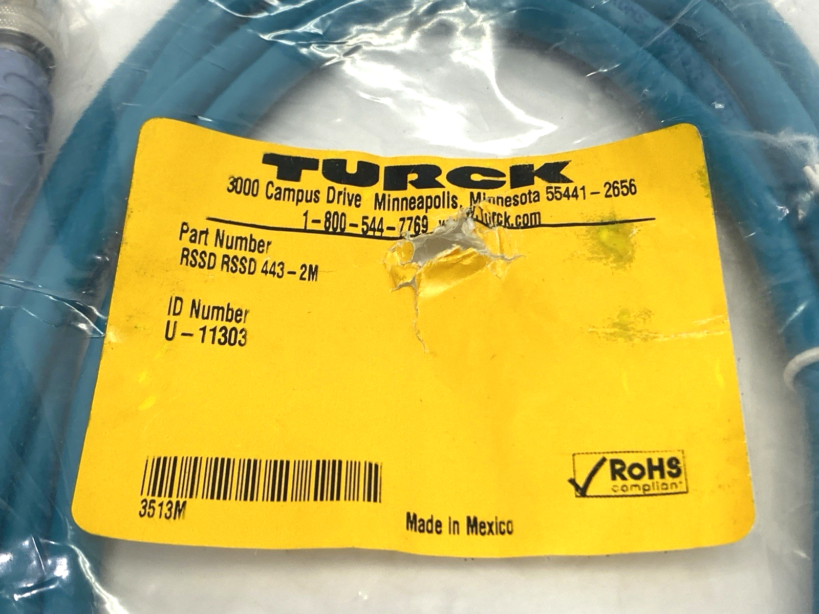 Turck RSSD RSSD 443-2M Double-Ended 4-Pin M12 Male Connector Cordset U-11303 - Maverick Industrial Sales