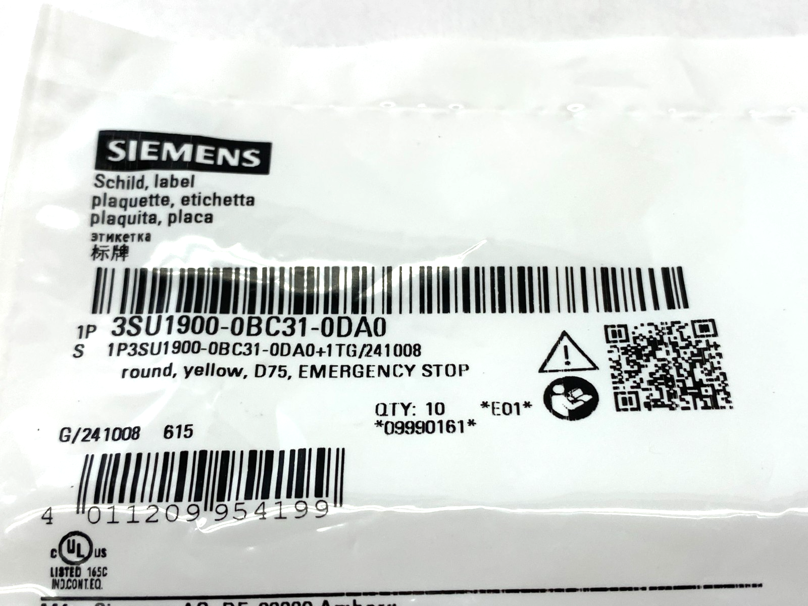 3SU1900-0BC31-0DA0 | Siemens E-Stop Backing Plate Self-Adhesive 23mm ID LOT OF 7 - New – Open box - Maverick Industrial Sales