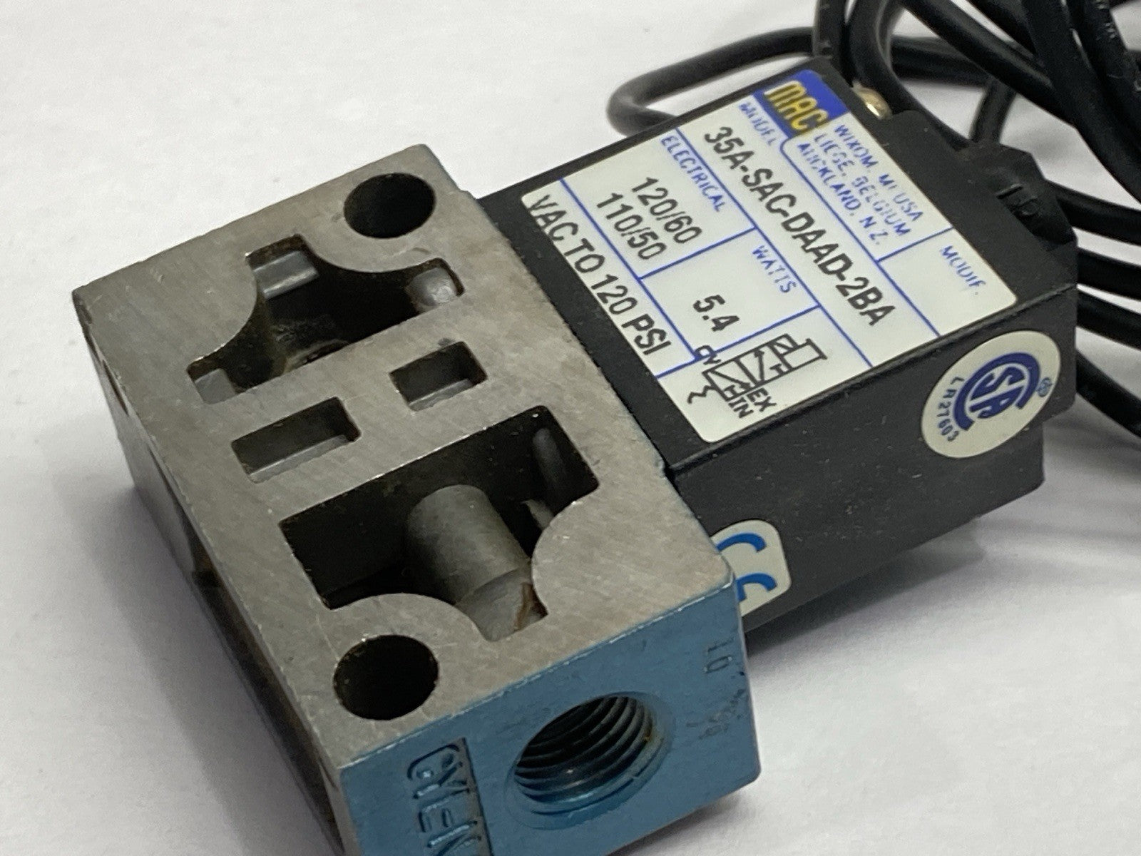 Mac Valves 35A-SAC-DAAD-2BA 35 Series Solenoid Valve 120PSI 110/120V 5.4W - Maverick Industrial Sales