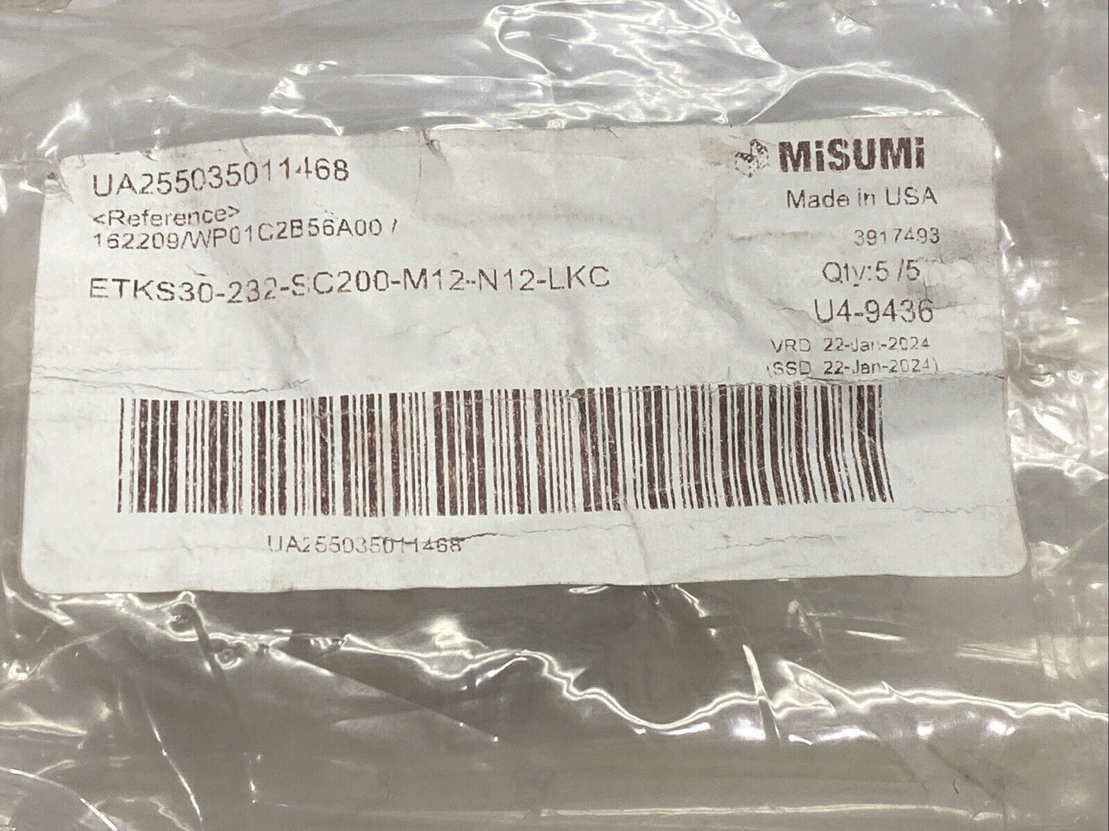Misumi ETKS30-232-SC200-M12-N12-LKC Aluminium Female To Female Circular Post - Maverick Industrial Sales