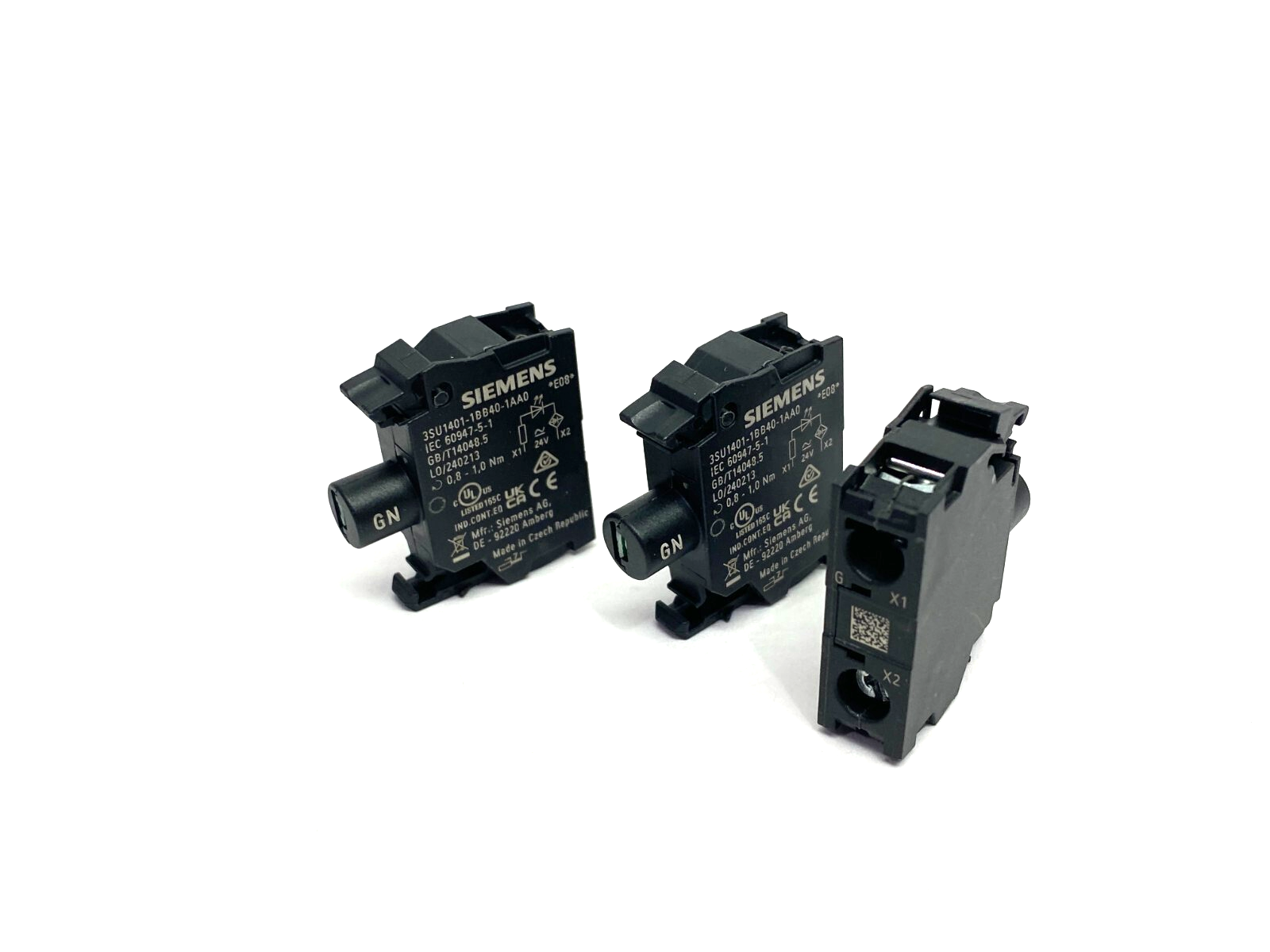 Siemens 3SU1401-1BB40-1AA0 LED Contact Module 24V AC/DC LOT OF 3 - Maverick Industrial Sales