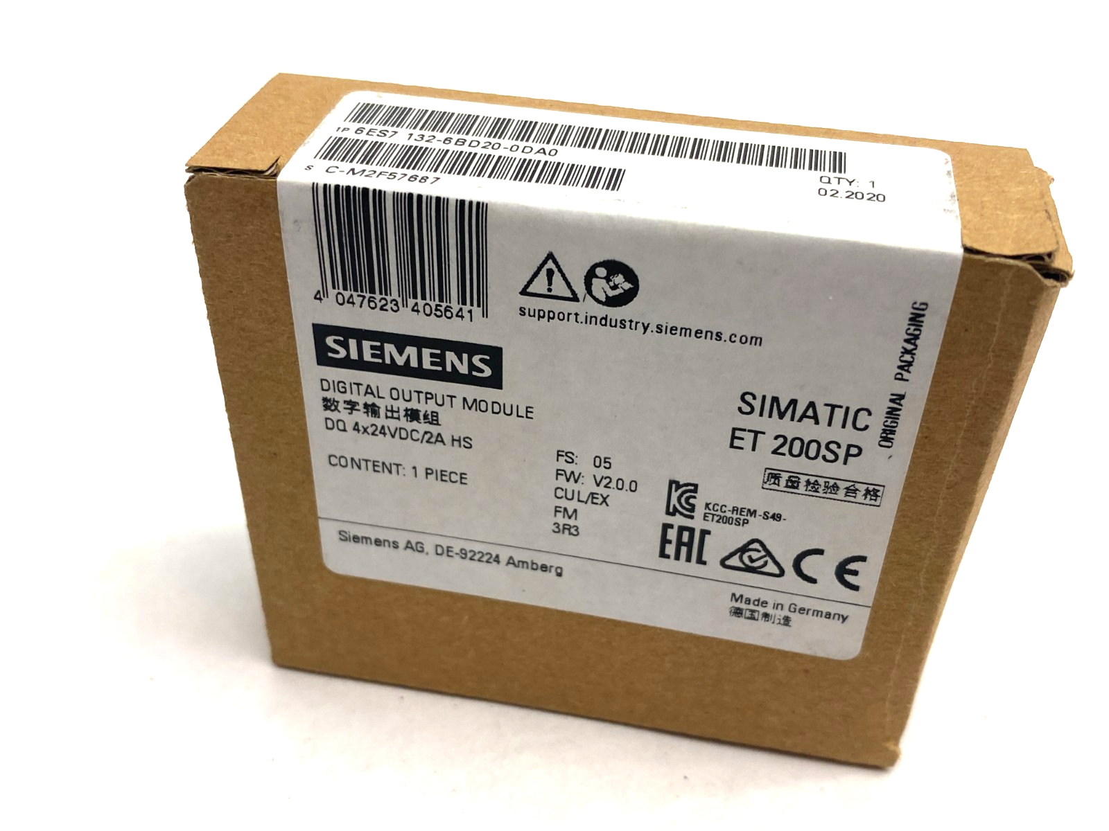 Siemens 6ES7 132-6BD20-0DA0 SIMATIC ET 200SP Dig. Output Module DQ 4x24VDC/2A HS - Maverick Industrial Sales