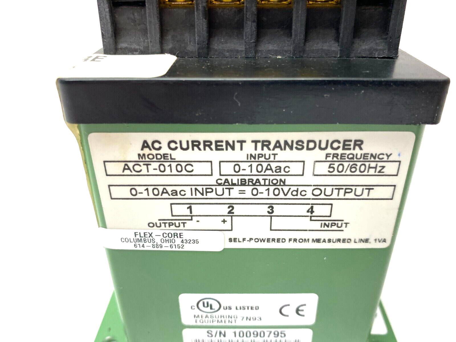 Flex-Core ACT-010C AC Current Transducer 0-10AAC Input 0-10VDC Output - Used - Maverick Industrial Sales