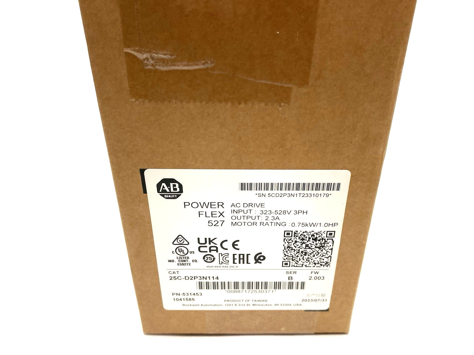 25C-D2P3N114 | Allen Bradley Ser. B PowerFlex 527 0.75kW / 1Hp AC Drive - New - Maverick Industrial Sales