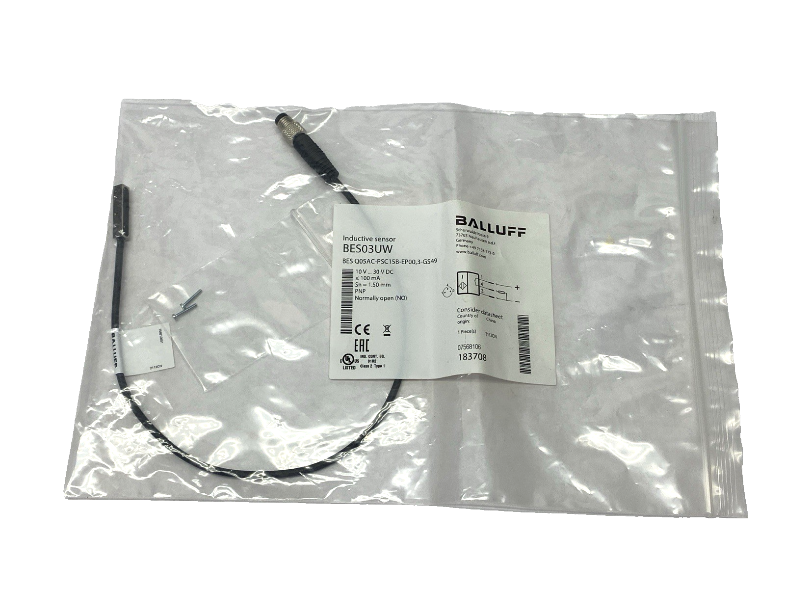 Balluff BES Q05AC-PSC15B-EP00,3-GS49 Inductive Sensor 1.5mm BES03UW - Maverick Industrial Sales
