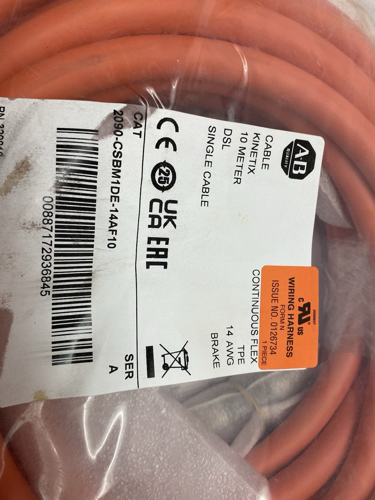 2090-CSBM1DE-14AF10 | Allen Bradley Ser. A Kinetx Single Cable, DSL 10m Cont. Flex - New - Maverick Industrial Sales