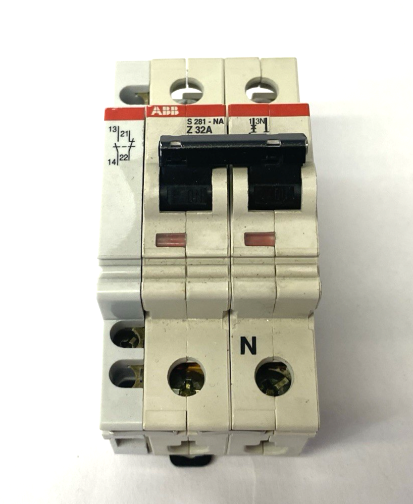 S281-NA Z 32A | ABB Circuit Breaker 2-Pole w/ Auxiliary Contact - Used - Maverick Industrial Sales