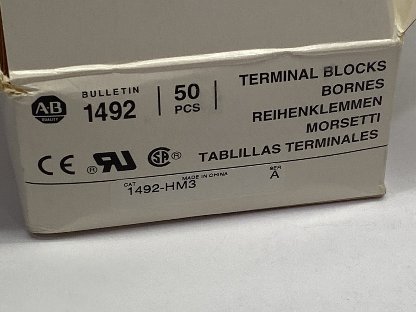 Allen Bradley 1492-HM3 Ser A Finger Safe Terminal Block White BOX OF 38 - Maverick Industrial Sales