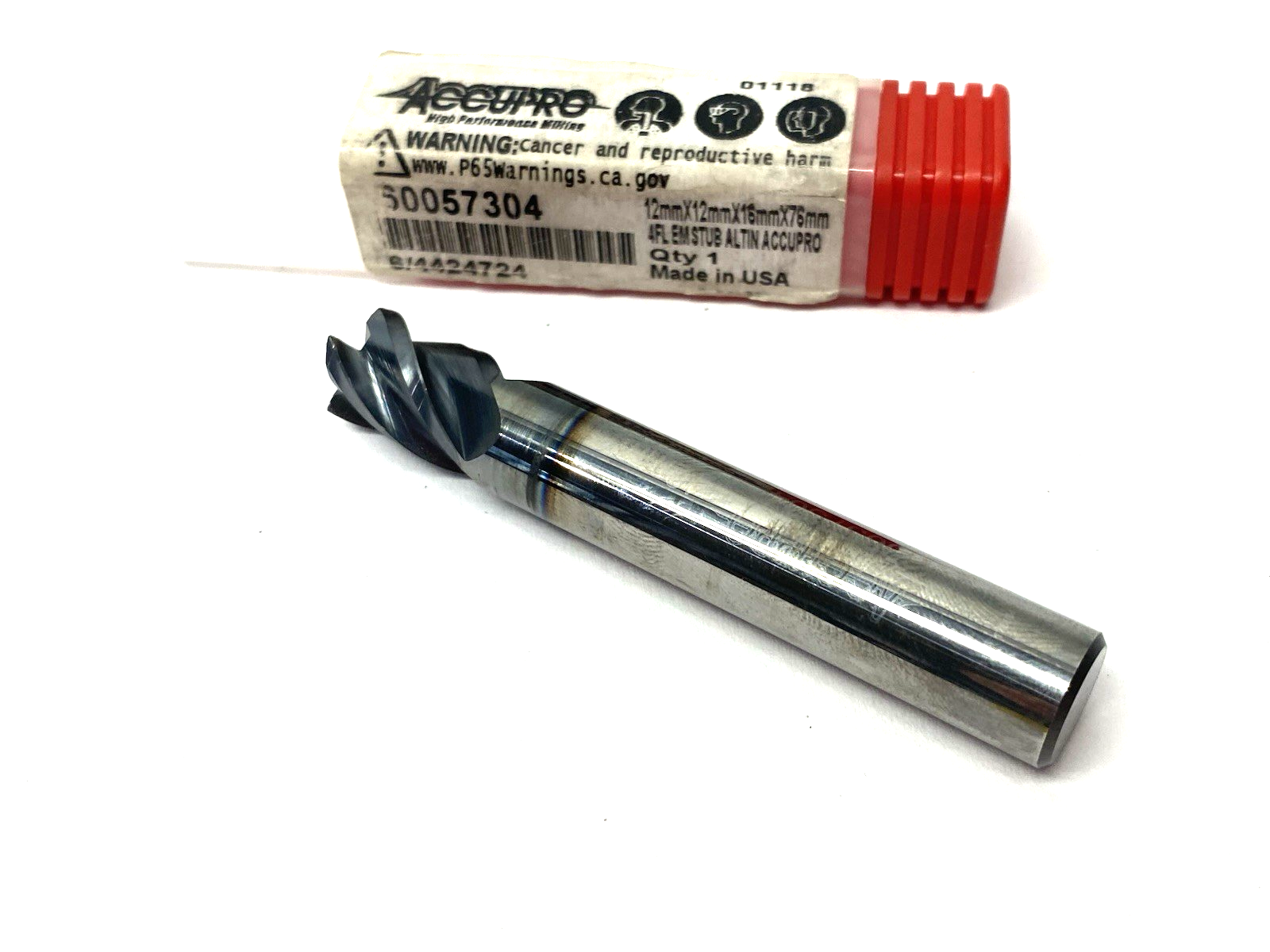 Accupro 60057304 Square End Mill: 12.00mm Dia, 16.00 mm LOC, 4 Flutes - Maverick Industrial Sales