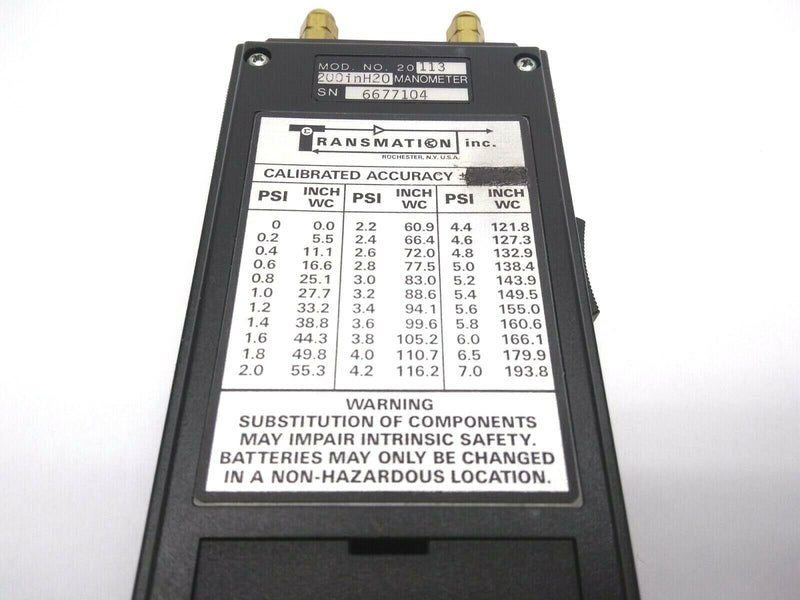Transmation Inc. 20113 Model 20 Manometer T-Gauge - Maverick Industrial Sales