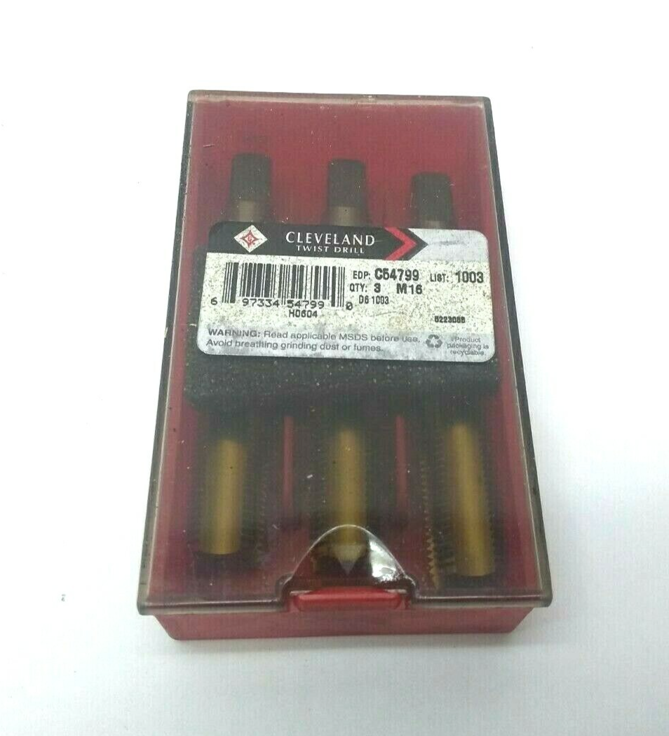Cleveland C54799 Straight Flute Hand Tap M16x1.5 HSGT 4-Flute D-6 Bottom 3-PACK - Maverick Industrial Sales