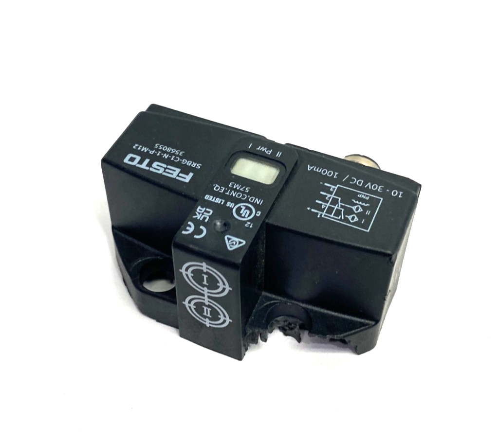 SRBG-C1-N-1-P-M12 | Festo 3568055 Inductive Sensorbox, Angular, BROKEN MOUNT HOLE - Used - Maverick Industrial Sales